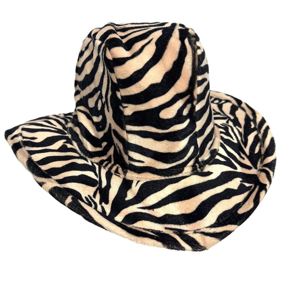 Fedora Tan Zebra Velveteen Gangsta -  Big Daddy Hat Vtg Y2K